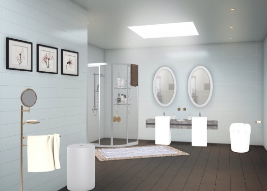 single shower bathroom (neutral colours) Design Rendering