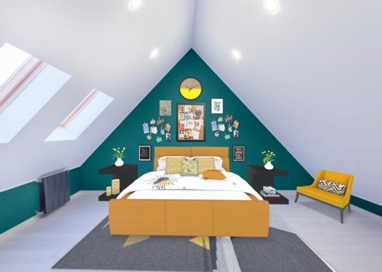 Modern Bedroom - Yellow and Green 💛💚 Design Rendering