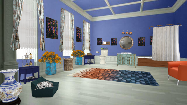 Turquoise front room  Design Rendering