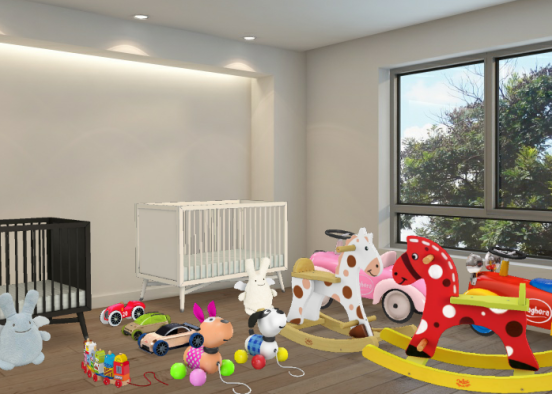 Habitación de niño y niña de 1 año Design Rendering