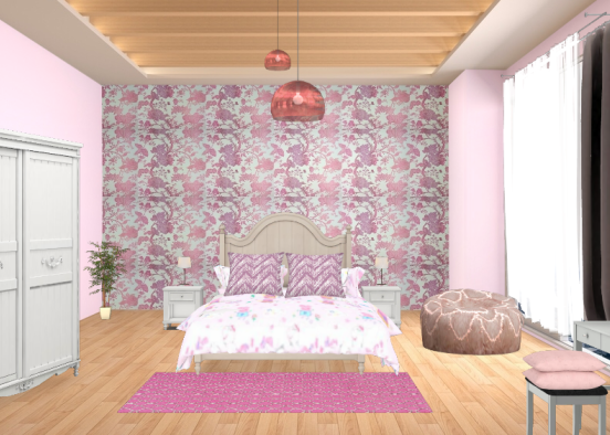 Dormitorio rosa Design Rendering