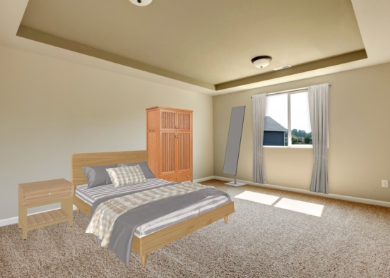 standard wood bedroom. Design Rendering
