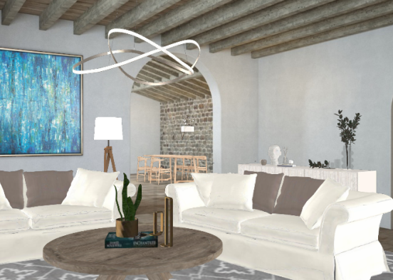 Mediterranean living room  Design Rendering
