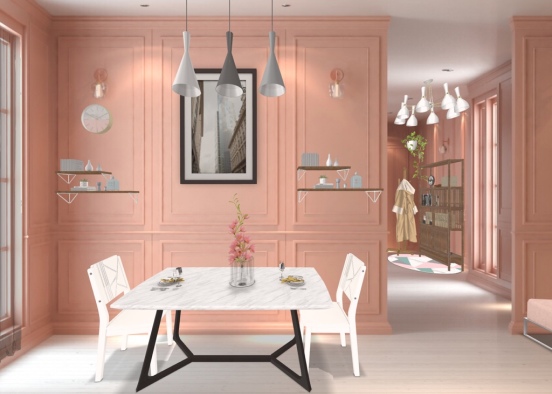 pink diner room Design Rendering