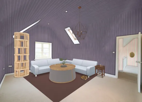 Modern room with weird 80 wallpaper  Design Rendering