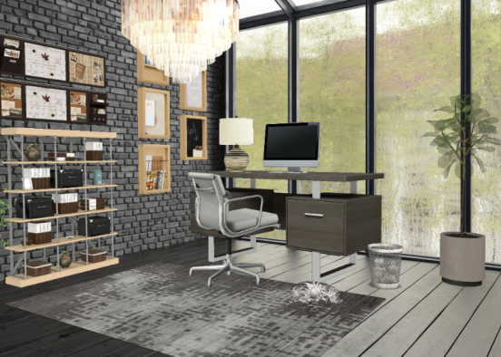 Office Shade Of Black and Grey Design Rendering