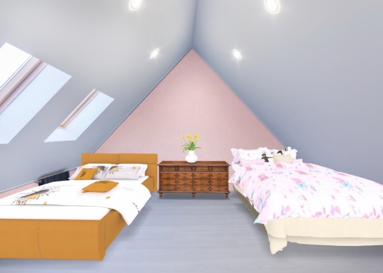 basic twin bedroom Design Rendering