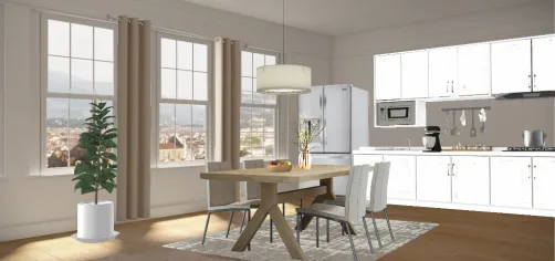 White and wood Dining room 