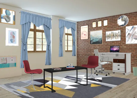 Stylish office for anyone about out to Maddy my bestie Design Rendering