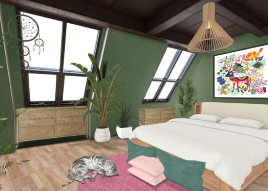 boho bedroom  Design Rendering