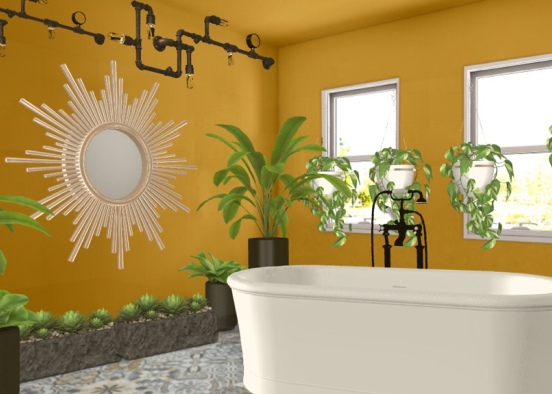 jungle bathroom Design Rendering