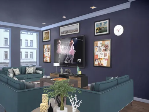 Blue and Purple Living Room