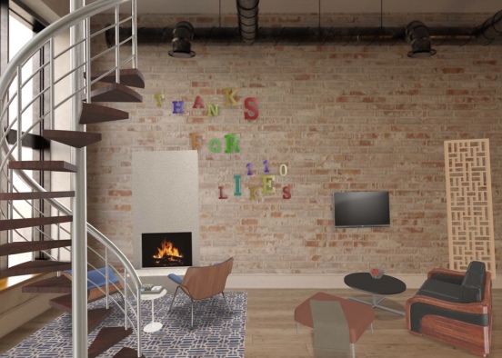 living room for a family of four modern  Design Rendering