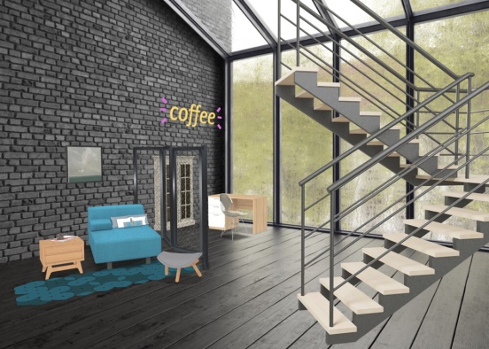 quarantine office with lounge stairs. Design Rendering