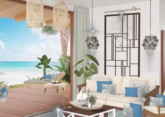 Beach Living Room Resort Design Rendering