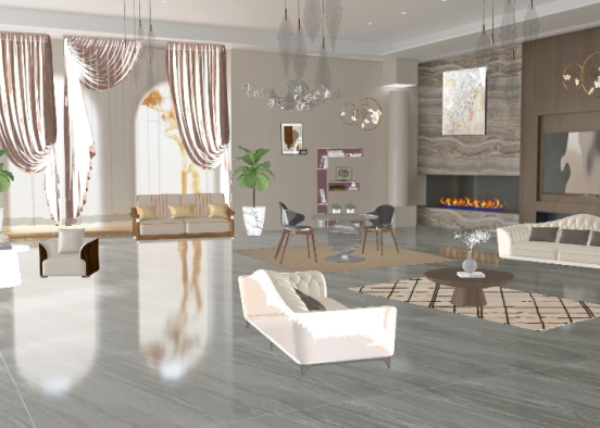 Elegant and cozy living room Design Rendering