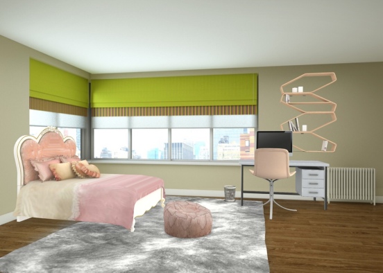 Pretty Pink Teen Room Design Rendering