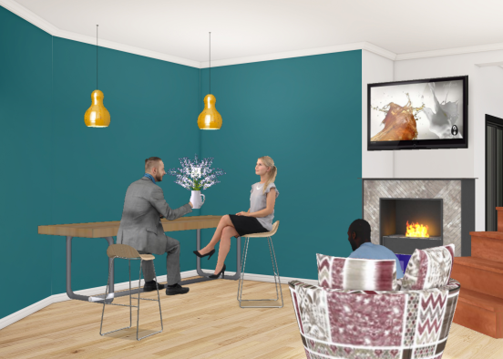 room combanation living room and bar or dinning room Design Rendering