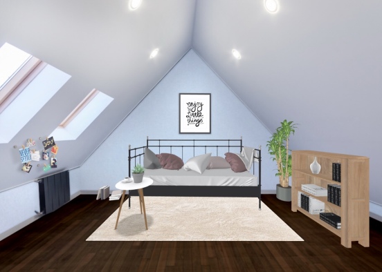 This room is cozy and cute and it has a lot of natural light and it’s a great place for reading ! Design Rendering
