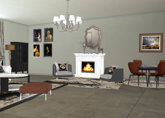Modern classic living room Design Rendering