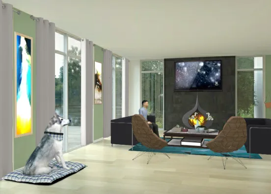 Contemporary Living room Design Rendering