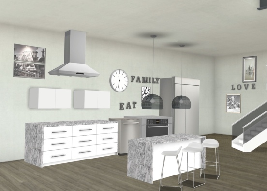 modern family kitchen Design Rendering