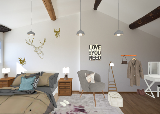 Nordic inspired bedroom  Design Rendering