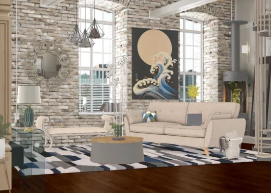 minimalistic apartment living room Design Rendering