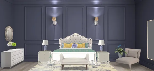 elegant blue bedroom