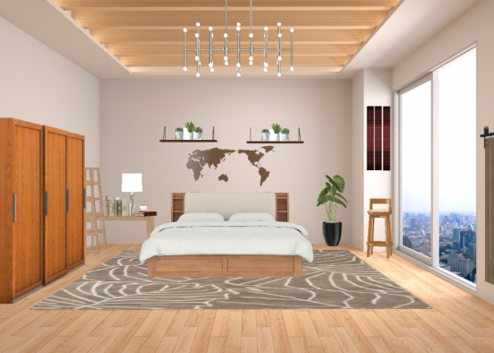 Dormitorio beige Design Rendering