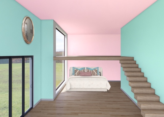 it’s a pink and blue bedroom Design Rendering