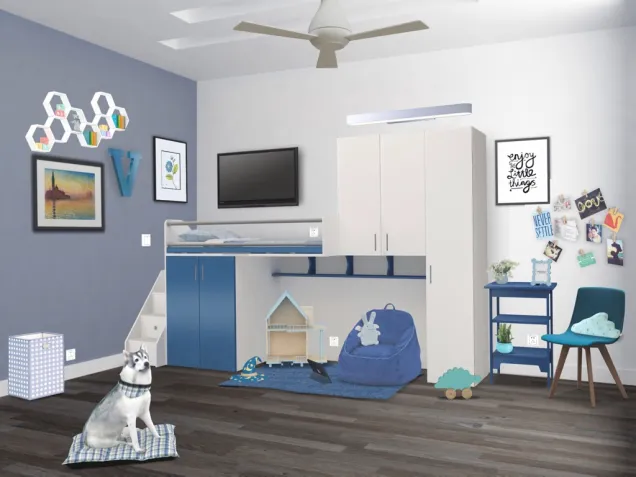 blue themed kids room