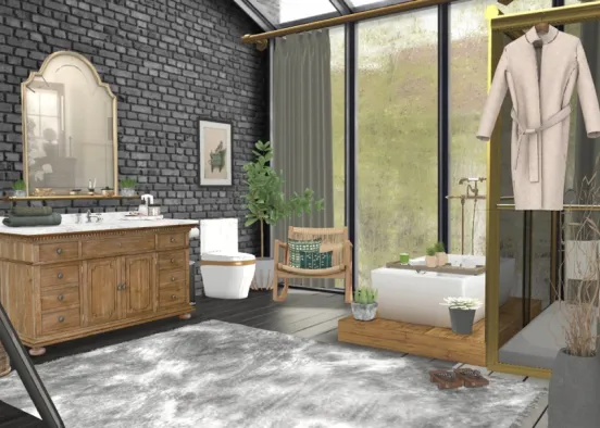 Bathroom ”Grey-Brick” Design Rendering