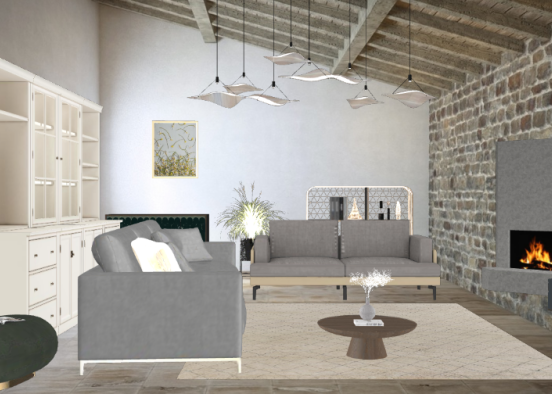 Living Room Gray Design Rendering