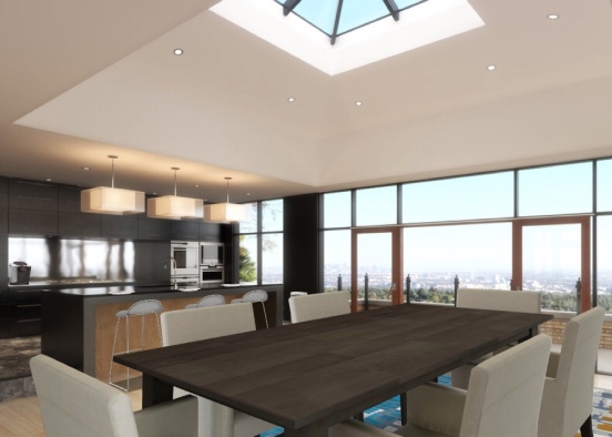 Dining room and kitchen Design Rendering