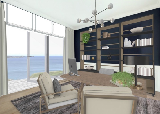 Cozy Office With A Gorgeous View! Design Rendering