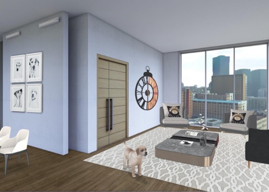 Dog apartment dining and living room Design Rendering
