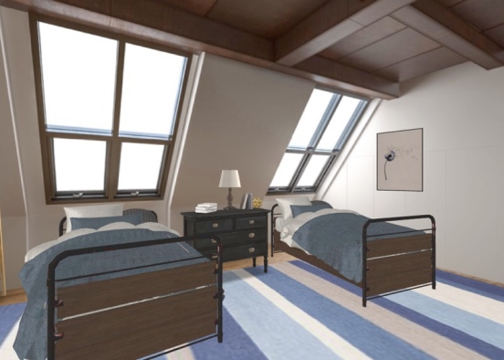 Twin attic bedroom Design Rendering