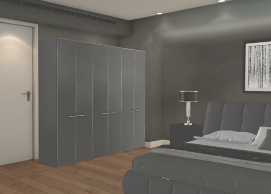 Dark-Themed Bedroom Design Rendering