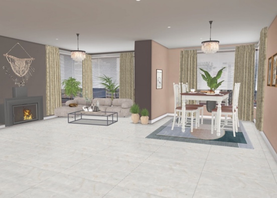 living and dining Design Rendering