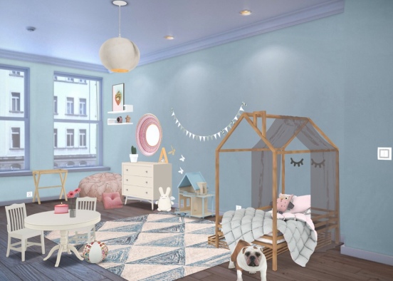 Playful Little Girls Room Design Rendering