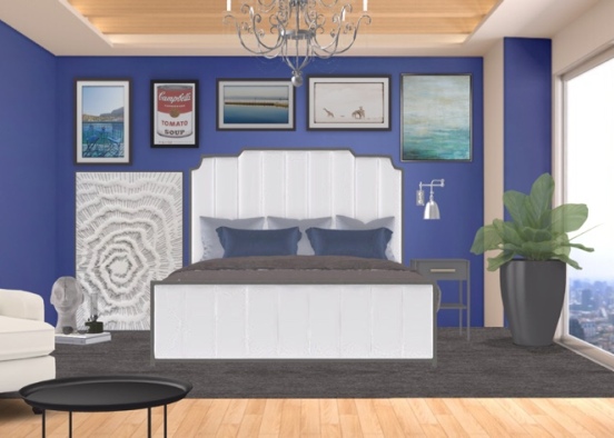 Blue peaceful bedroom Design Rendering
