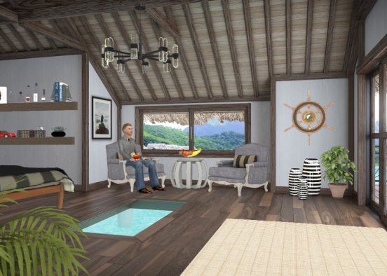 A Man's Vacation House  Design Rendering