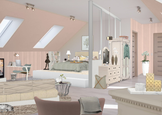 Morandi Colors Palette Bedroom Design Rendering