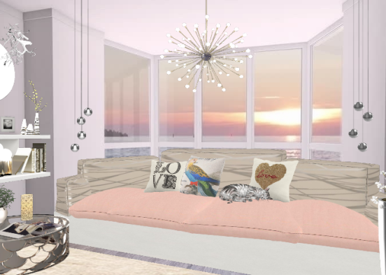 Pink Sunset Living Room Design Rendering