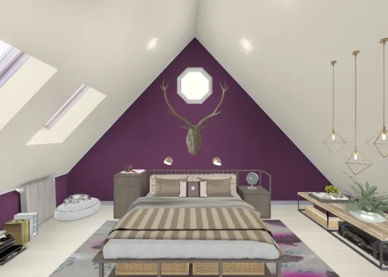 Attic Bedroom Design Rendering