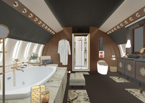 Private Jet Bathroom  Design Rendering
