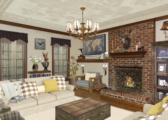 Rustic Living Room  Design Rendering