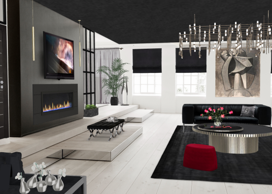 Posh Living Room  Design Rendering