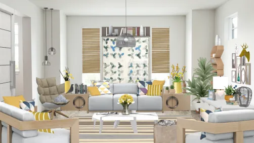 White And Wood Living Room